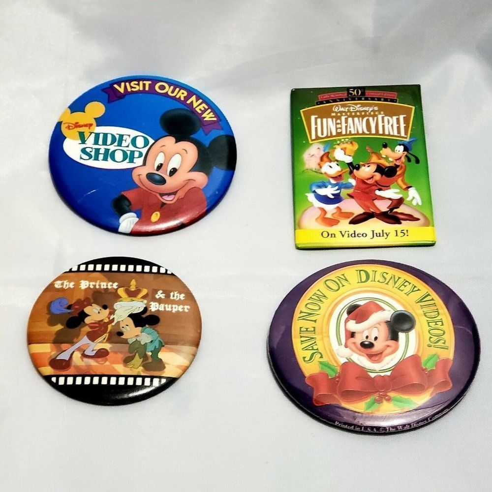 Vintage‎ Disney Buttons Pins 90s Lot Rare Movie Disney Store lot of 4 Exclusive